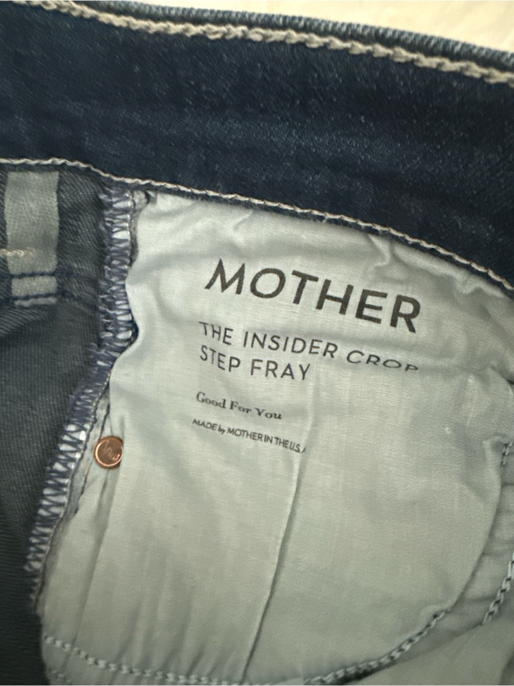 MOTHER Insider Crop Step Fray Jeans in Dark Navy - Picture 2 of 5